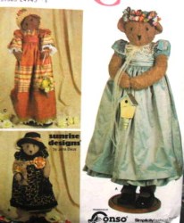 9695 SIMPLICITY 32'' GRACIOUS VICTORIAN BEARS, CLOTHES, HAT PATTERN